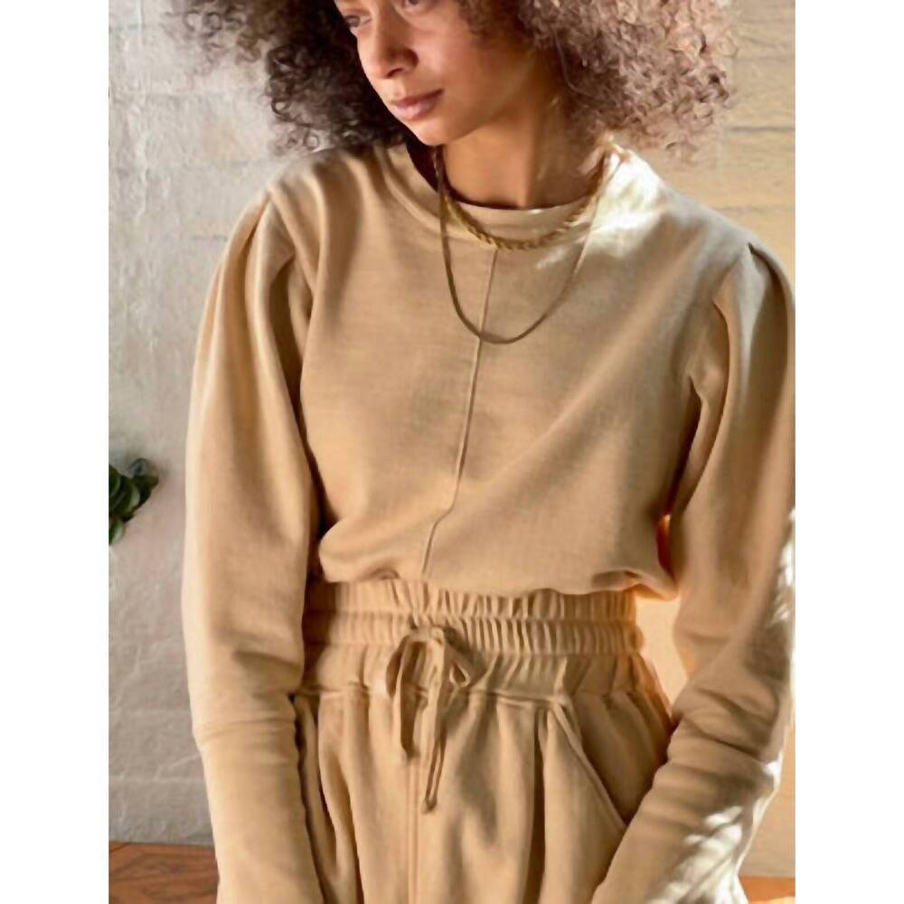 NEW THE WAIGHT avocado dyed crew neck top in beige
